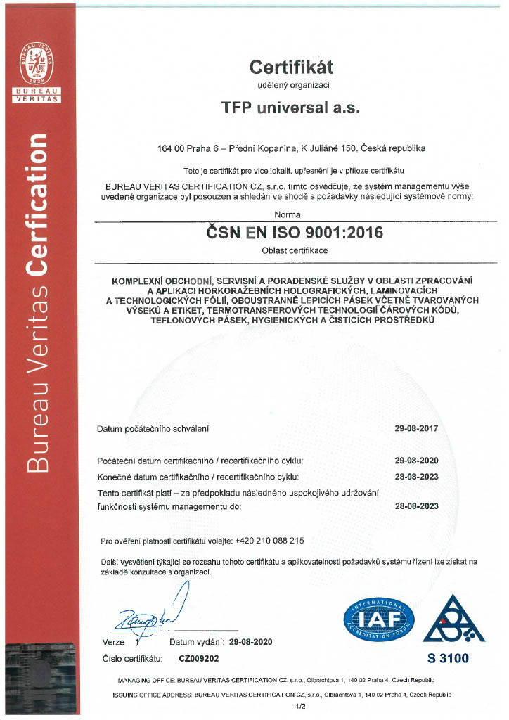 TFP universal ISO 9001:2016 - 1